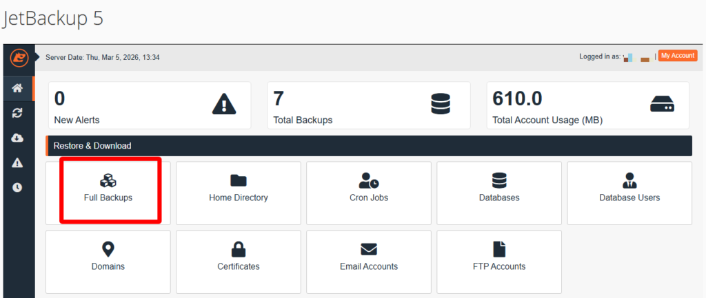 Backup Hosting cPanel: Hướng dẫn backup Hosting cPanel (Từ A-Z) 8 JetBackup 5