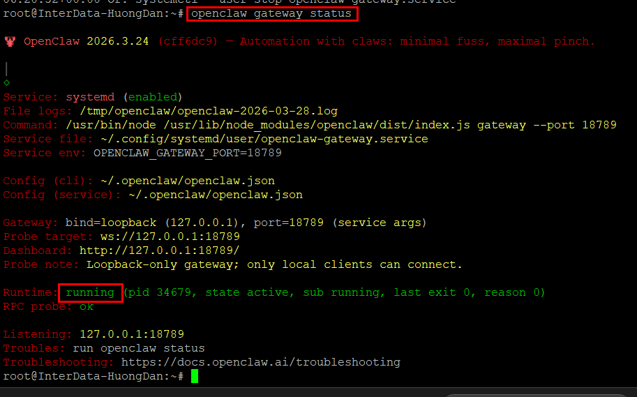 Hướng dẫn Cài Đặt OpenClaw bằng npm 3 Kiểm tra trạng thái dịch của OpenClaw