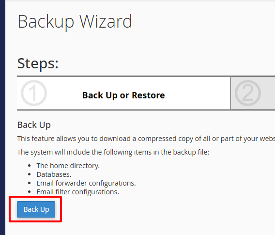 Nhấn nút Backup
