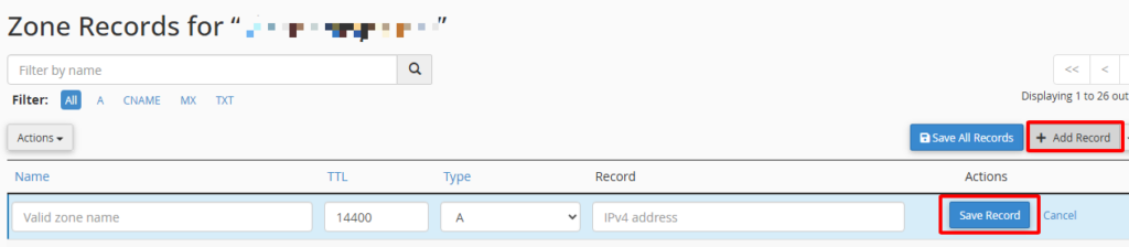 Thêm bản ghi DNS mới trong Zone Editor