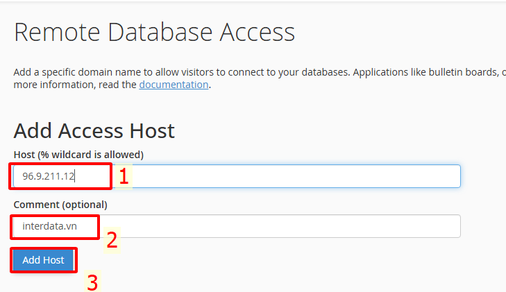 Hướng dẫn cách add IP Remote MySQL trên Hosting cPanel nhanh 2 Thêm địa chỉ IP