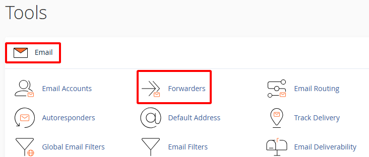 Hướng dẫn các bước tạo Email Forwarder cPanel nhanh, chi tiết 2 Tìm công cụ Forwarders