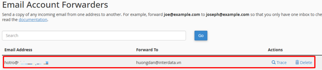 Hướng dẫn các bước tạo Email Forwarder cPanel nhanh, chi tiết 6 xóa hoặc chỉnh sửa cấu hình chuyển tiếp