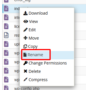chọn Rename