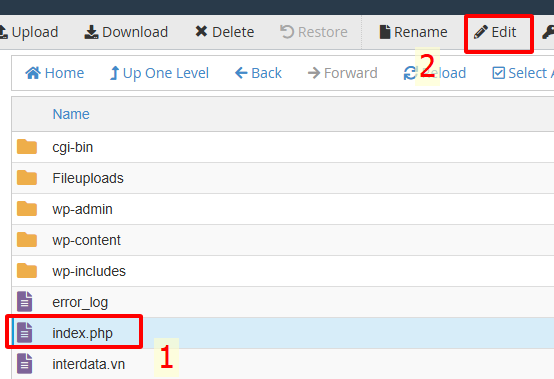 kích vào file cần sửa chọn Edit