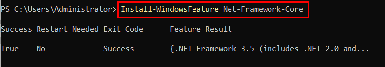 Cài .NET 3.5 bằng lệnh PowerShell