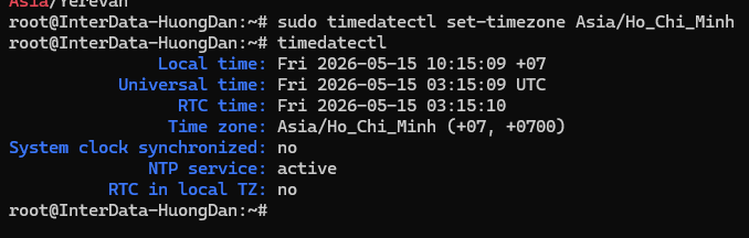 Cách đổi múi giờ cho VPS Linux an toàn, không gây gián đoạn hệ thống 3 Đổi múi giờ VPS Linux bằng lệnh timedatectl