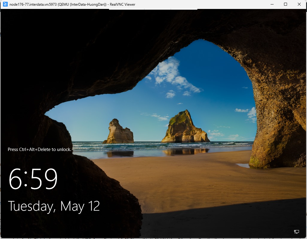Màn hình VNC Viewer hiển thị giao diện Desktop của VPS Windows thành công