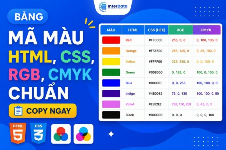 Bảng Mã Màu HTML, CSS, RGB, CMYK Chuẩn (Copy Ngay)
