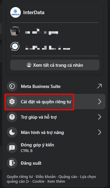Chọn cài đặt quyền riêng tư