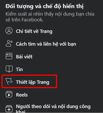 Chọn mục Thiết lập trang