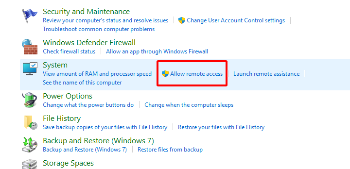 Nhấp vào Allow remote access