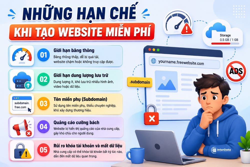 Những hạn chế khi tạo website miễn phí