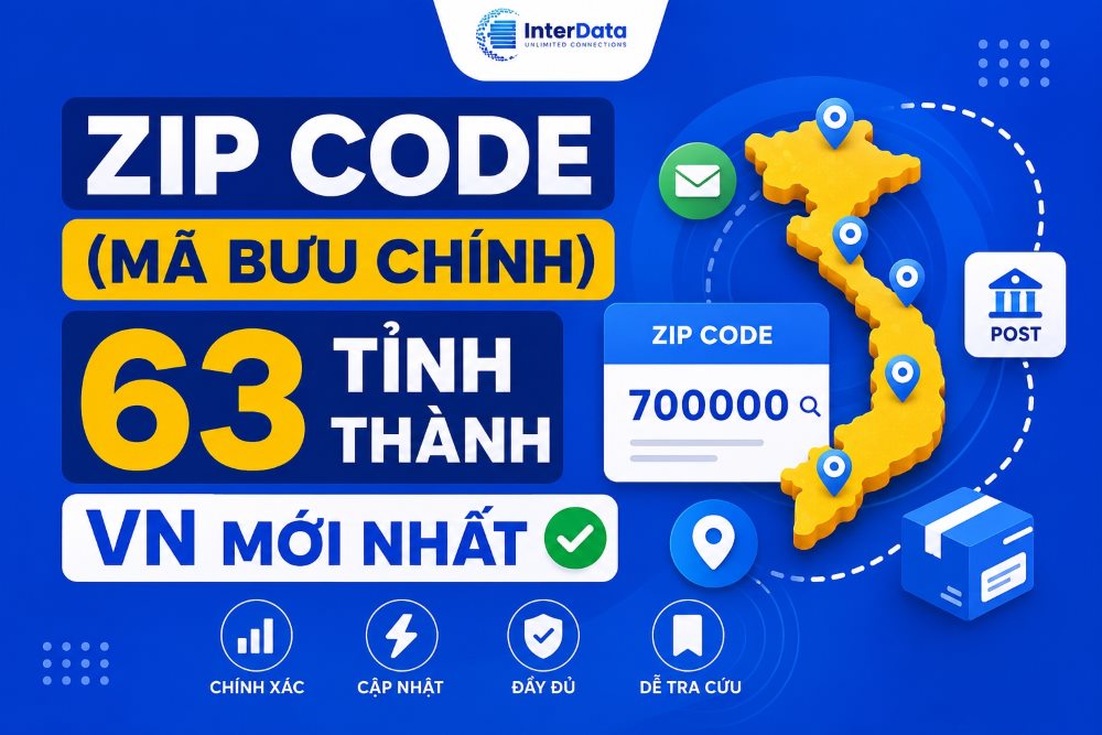 Zip Code (Mã Bưu Chính) 63 Tỉnh Thành Việt Nam