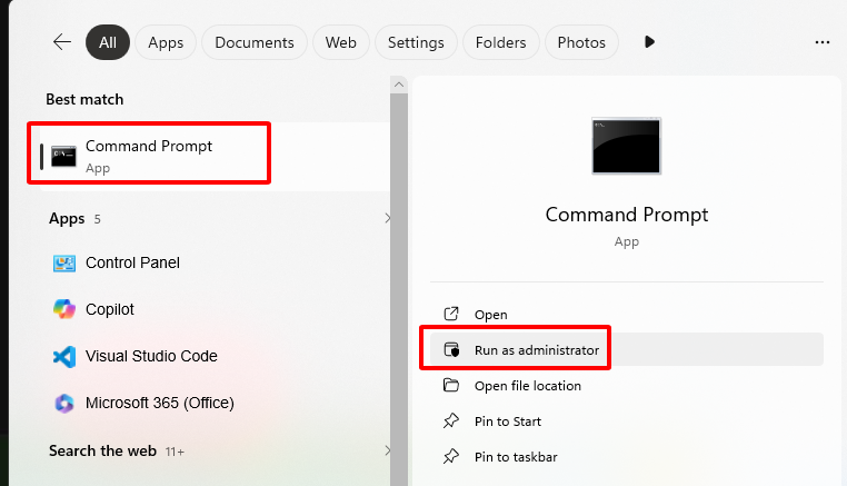 chọn command prompt