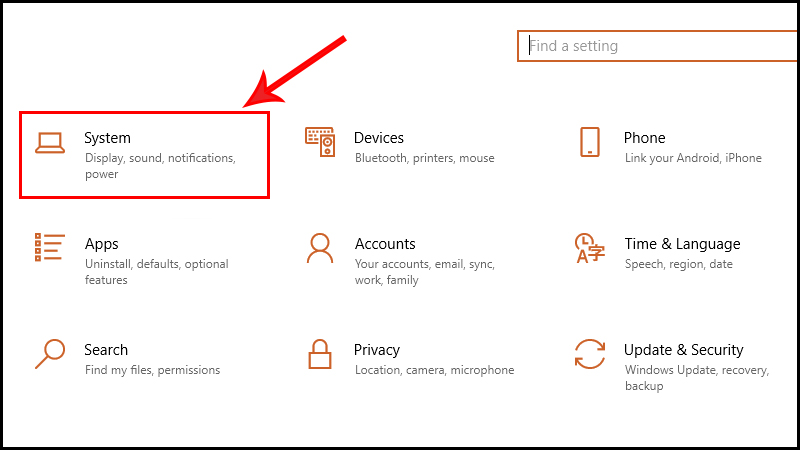 mở Windows Settings