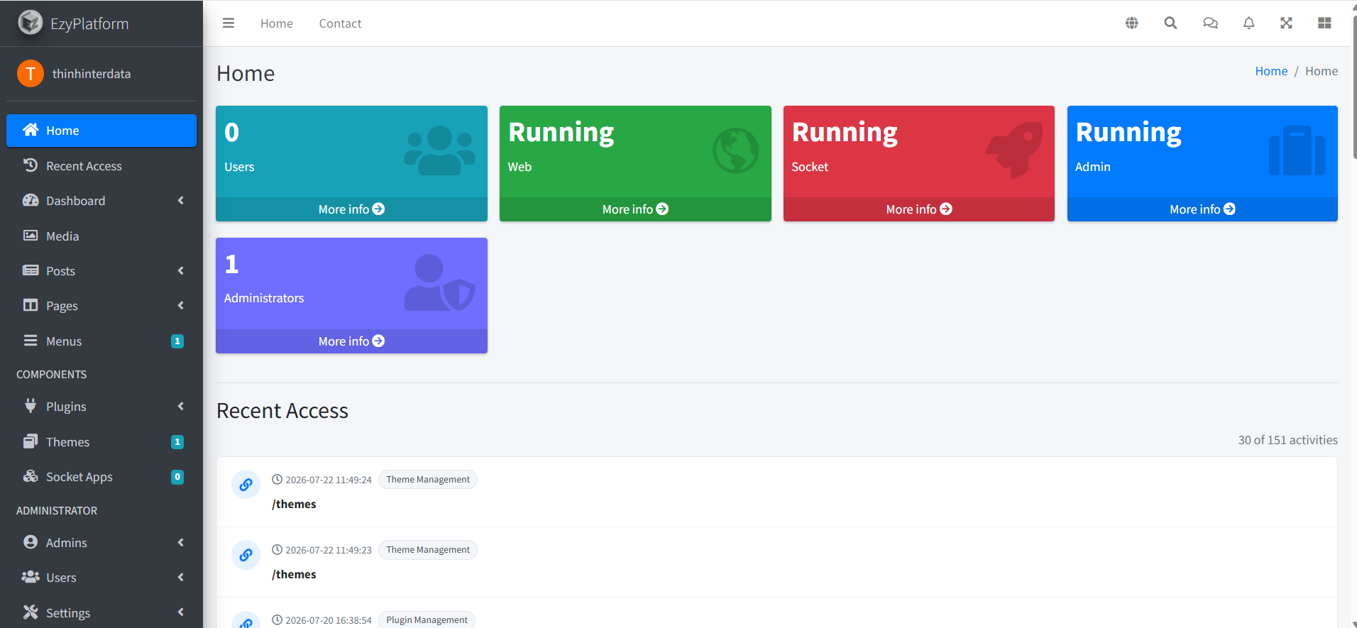 EzyPlatform Là Gì? Mảnh Ghép Biến Vibe Code Thành Sản Phẩm Vận Hành Thật 2 EzyPlatform Dashboard