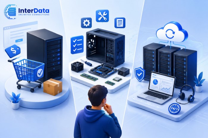 Cấu Hình Máy Chủ Cho Doanh Nghiệp Nhỏ: Chọn CPU, RAM, Ổ Cứng Bao Nhiêu Là Đủ? 3 Nên mua máy chủ, tự build hay thuê máy chủ riêng