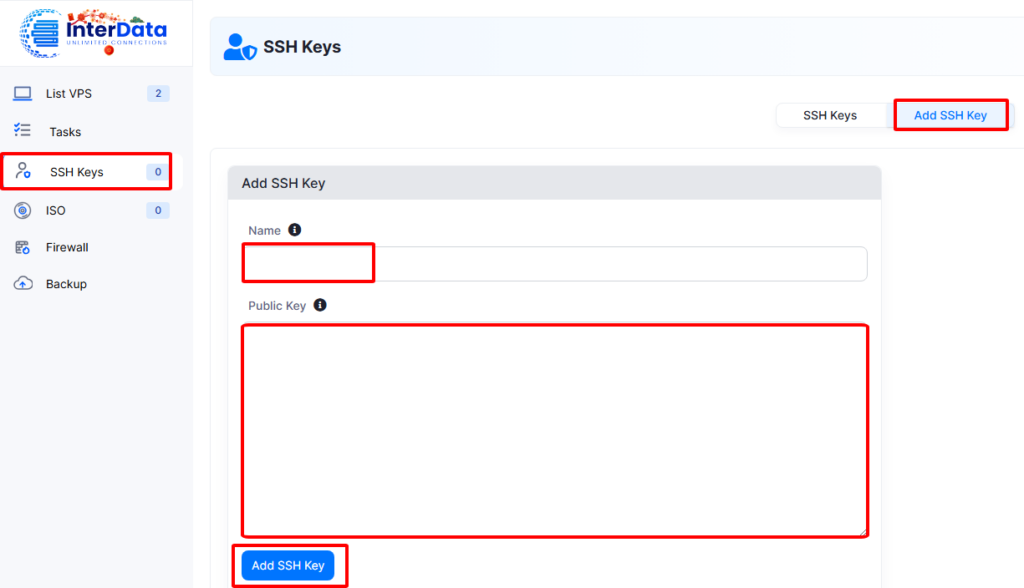 Cách thêm SSH Key vào Enduser Panel