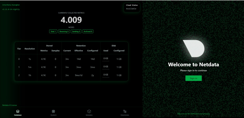 Dashboard Netdata