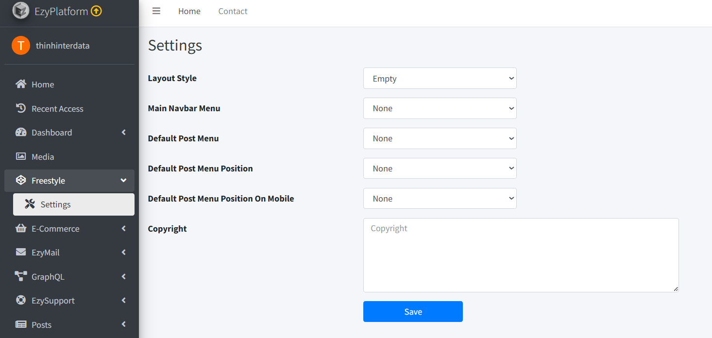 Đặt theme Freestyle về bố cục Rỗng