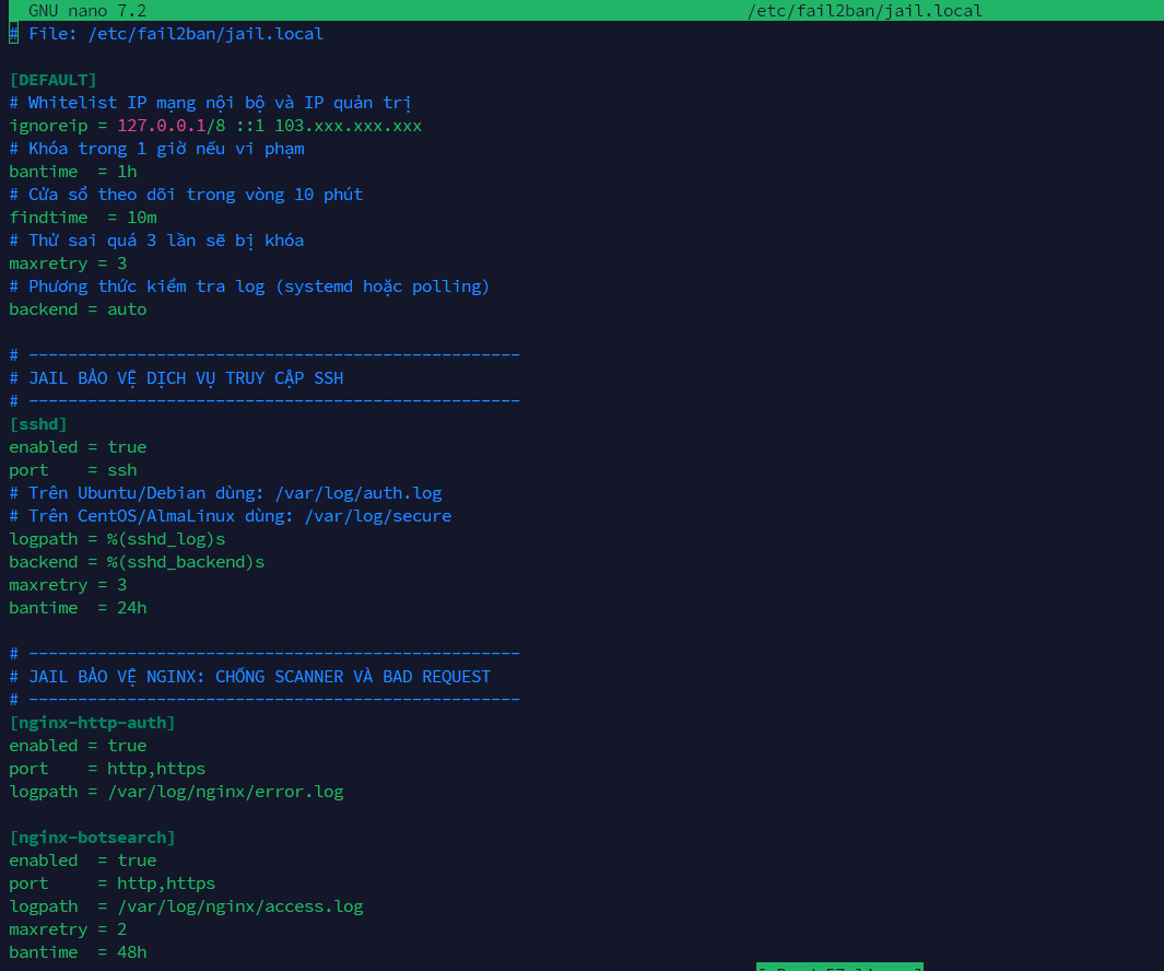 File cấu hình mẫu hoàn chỉnh cho SSH, Nginx và Apache