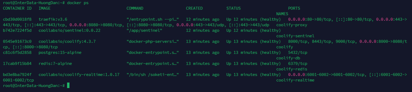 Cách Cài Coolify Trên Ubuntu - Cách Cài Coolify Trên VPS & Cloud Server 3 Kiểm tra trạng thái hoạt động của các Container