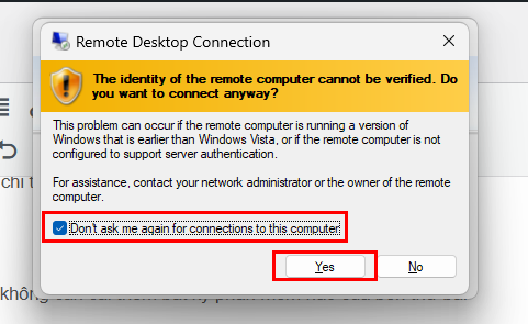 Hướng Dẫn Cài Đặt Và Sử Dụng Ubuntu Desktop Trên VPS/Cloud Server 5 Cảnh báo chứng chỉ Remote Destop Connection