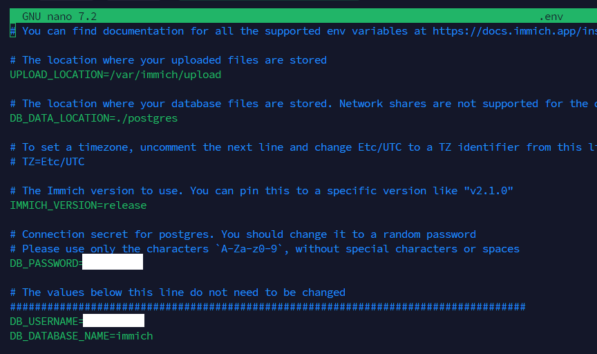 Hướng Dẫn Cài Đặt Và Sử Dụng Immich Trên Ubuntu Bằng Docker Compose 3 Cấu hình tệp biến môi trường