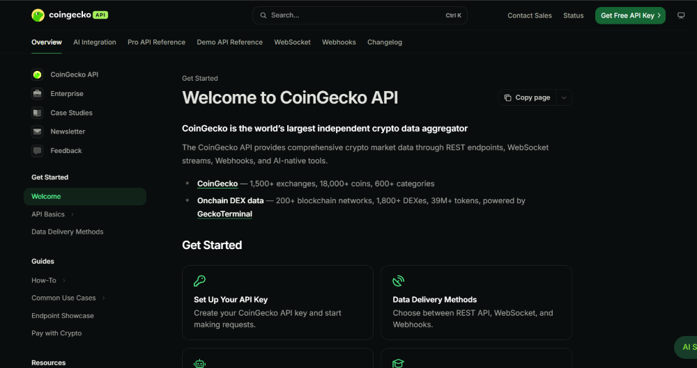 Tổng Hợp 17+ API Miễn Phí Đủ Mọi Lĩnh Vực Từ AI, Thời tiết, Crypto đến Dịch thuật 10 CoinGecko API