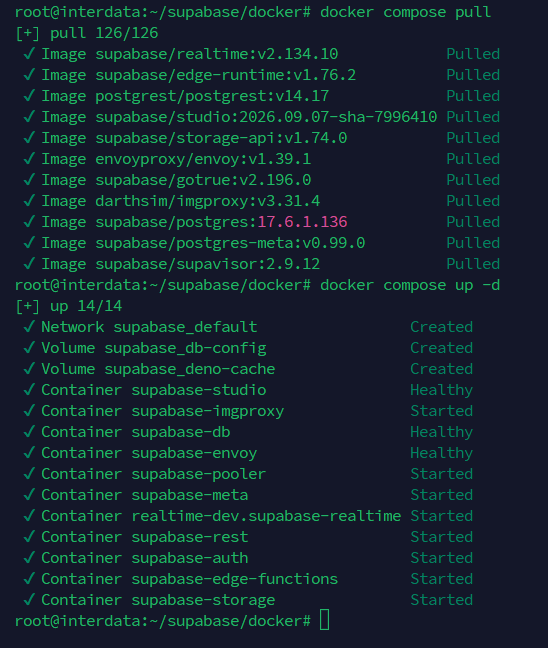 Khởi chạy cụm container Supabase với Docker Compose