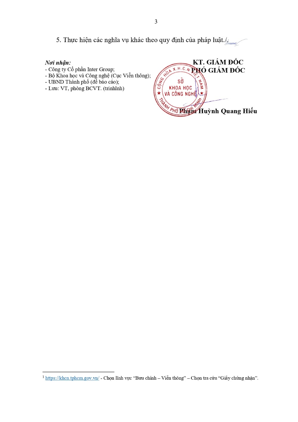 GCN ĐĂNG KÝ CUNG CẤP DỊCH VỤ VIỄN THÔNG 3